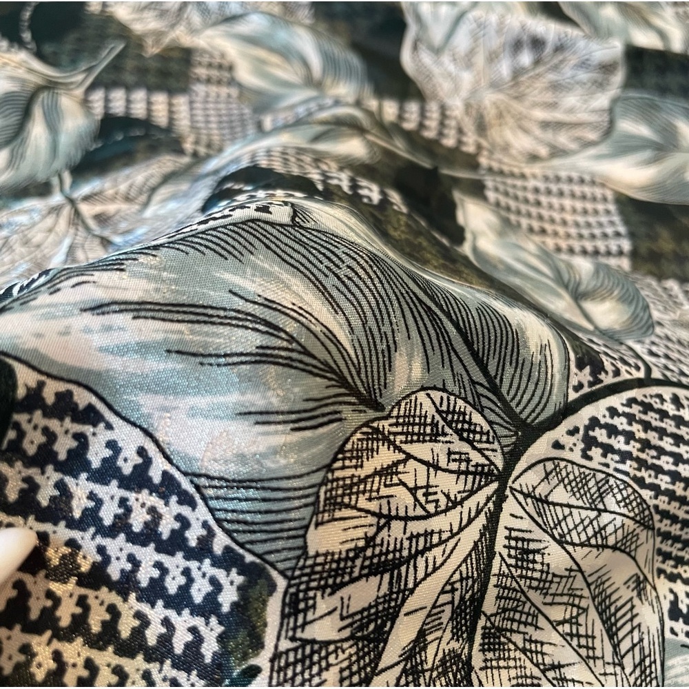 VTG 80s Satin Leaf Printed Midi Skirt With Matching Scarf - Picture 9 of 9